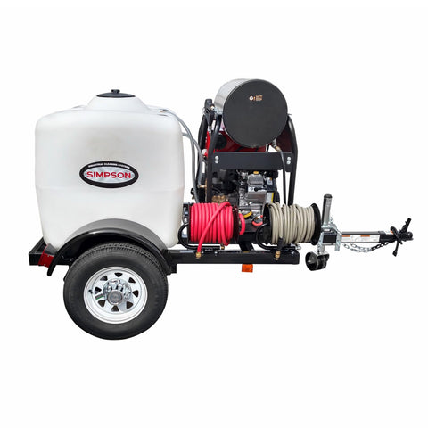 Image of Simpson 4000 PSI at 4.0 GPM VANGUARD V-Twin with COMET Triplex Plunger Pump Hot Water Professional Gas Pressure Washer Trailer 95006