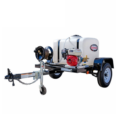 Image of Simpson 3200 PSI at 2.8 GPM HONDA GX200 with CAT Triplex Plunger Pump Cold Water Professional Gas Pressure Washer Trailer 95000