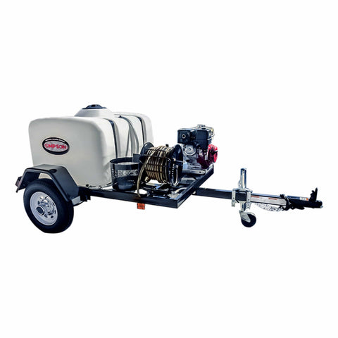 Image of Simpson 4200 PSI at 4.0 GPM with HONDA GX390 CAT Triplex Plunger Pump Cold Water Professional Gas Pressure Washer Trailer 95002