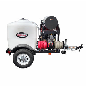 Simpson 4000 PSI at 4.0 GPM VANGUARD V-Twin with COMET Triplex Plunger Pump Hot Water Professional Gas Pressure Washer Trailer 95006