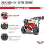 Simpson ALH3425-S Aluminum ALH3425-S 3600 PSI at 2.5 GPM HONDA GX200 with AAA Triplex Plunger Pump Cold Water Professional Gas Pressure Washer 60689