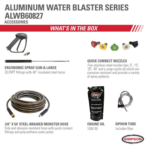 Image of Simpson ALWB60827 Aluminum Water Blaster ALWB60827 4200 PSI at 4.0 GPM HONDA GX390 Cold Water Belt Drive Gas Pressure Washer 60827