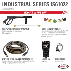 Simpson IR61022 Industrial Series IR61022 3000 PSI at 2.7 GPM HONDA GX200 Cold Water Gas Pressure Washer 61022