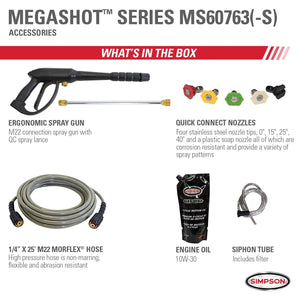 SIMPSON MegaShot MS60763-S 3100 PSI at 2.4 GPM KOHLER RH265 Cold Water Gas Pressure Washer 60763