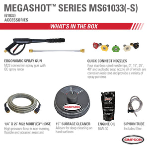 SIMPSON MegaShot MS61033-S 3300 PSI at 2.4 GPM HONDA GC190 Cold Water Gas Pressure Washer 61033