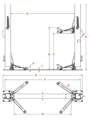 Image of Dannmar D2-8F 8K Capacity 2-Post / Floorplate / Incl. Stack Pads & Adapters 5175316