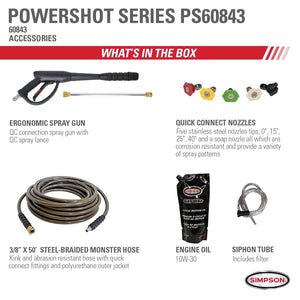SIMPSON PowerShot PS60843 4400 PSI at 4.0 GPM SIMPSON 420cc Cold Water Gas Pressure Washer 60843