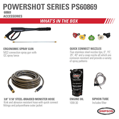 Image of SIMPSON PowerShot PS60869 4000 PSI at 3.5 GPM HONDA GX270 Cold Water Gas Pressure Washer 60869