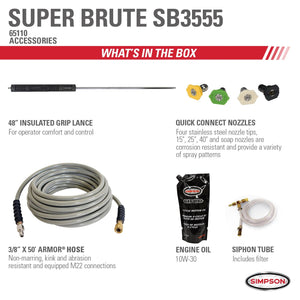 Simpson SB3555 Super Brute SB3555 3500 PSI at 5.5 GPM VANGUARD V-Twin Hot Water Gas Pressure Washer 65110
