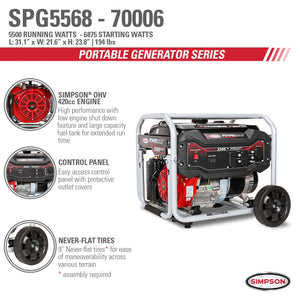 Simpson SPG5568 SIMPSON PowerShot Portable 5500W/6875W Generator 70006