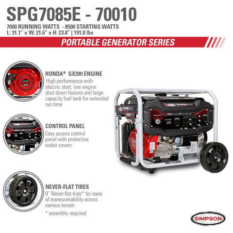 Image of Simpson SPG7085E SIMPSON PowerShot Portable 7000W/8500W Generator 70010