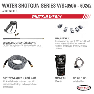 Simpson WS4050V Water Shotgun WS4050V 4000 PSI at 5.0 GPM VANGUARD V-Twin Cold Water Belt Drive Gas Pressure Washer 60242