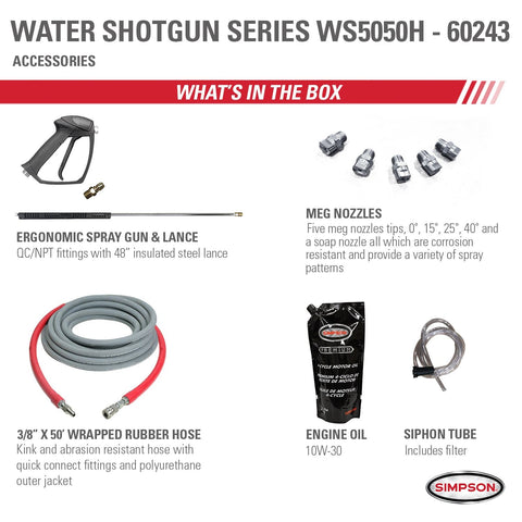 Image of Simpson WS5050H Water Shotgun WS5050H 5000 PSI at 5.0 GPM HONDA GX630 Cold Water Belt Drive Gas Pressure Washer 60243